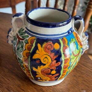 Hand-Painted Talavera Ceramic Vase in Bright multicolors made in Mexico